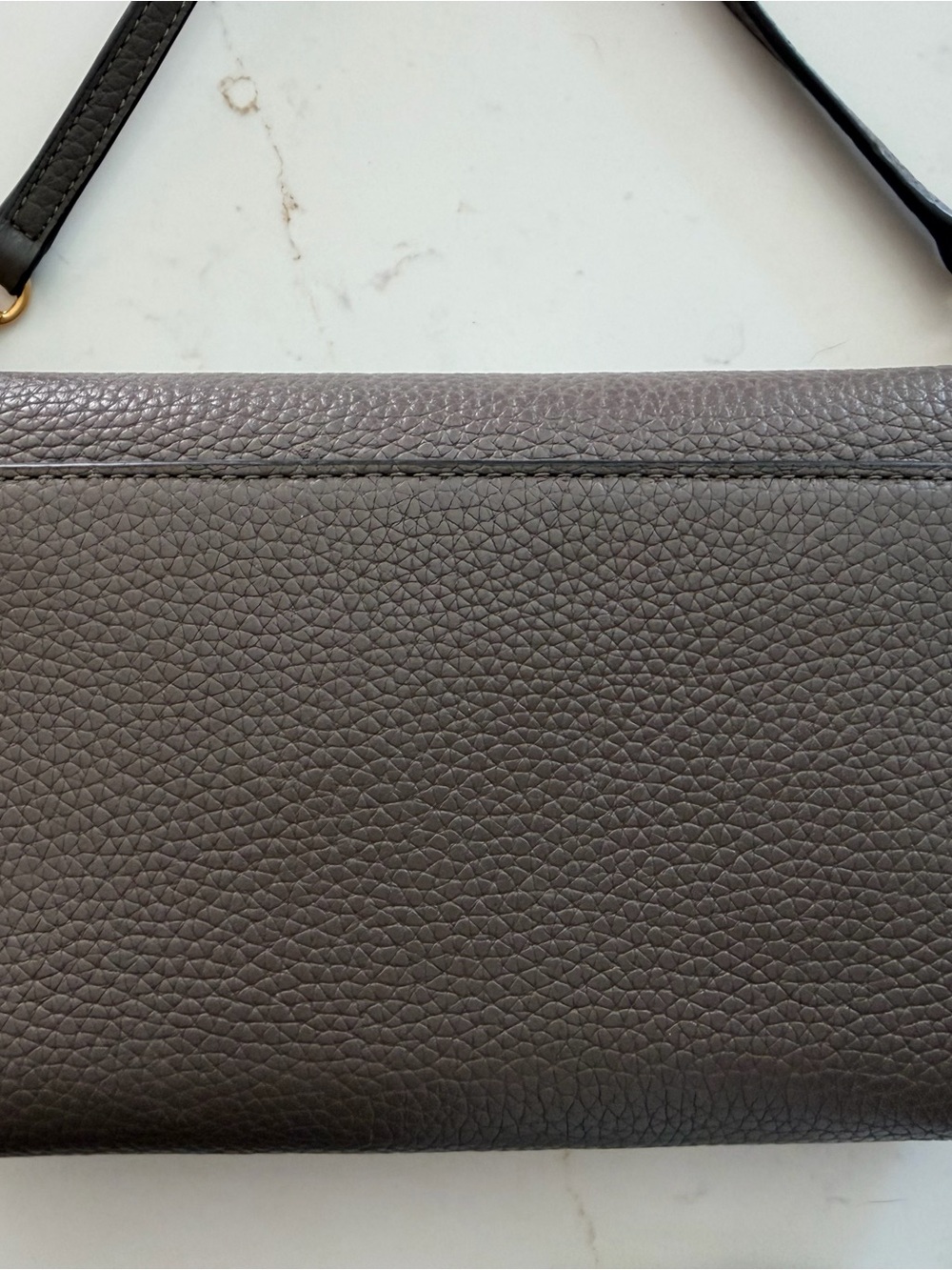 Tory Burch Pebbled Leather Crossbody Wallet - Taupe Gray - Picture 2 of 6